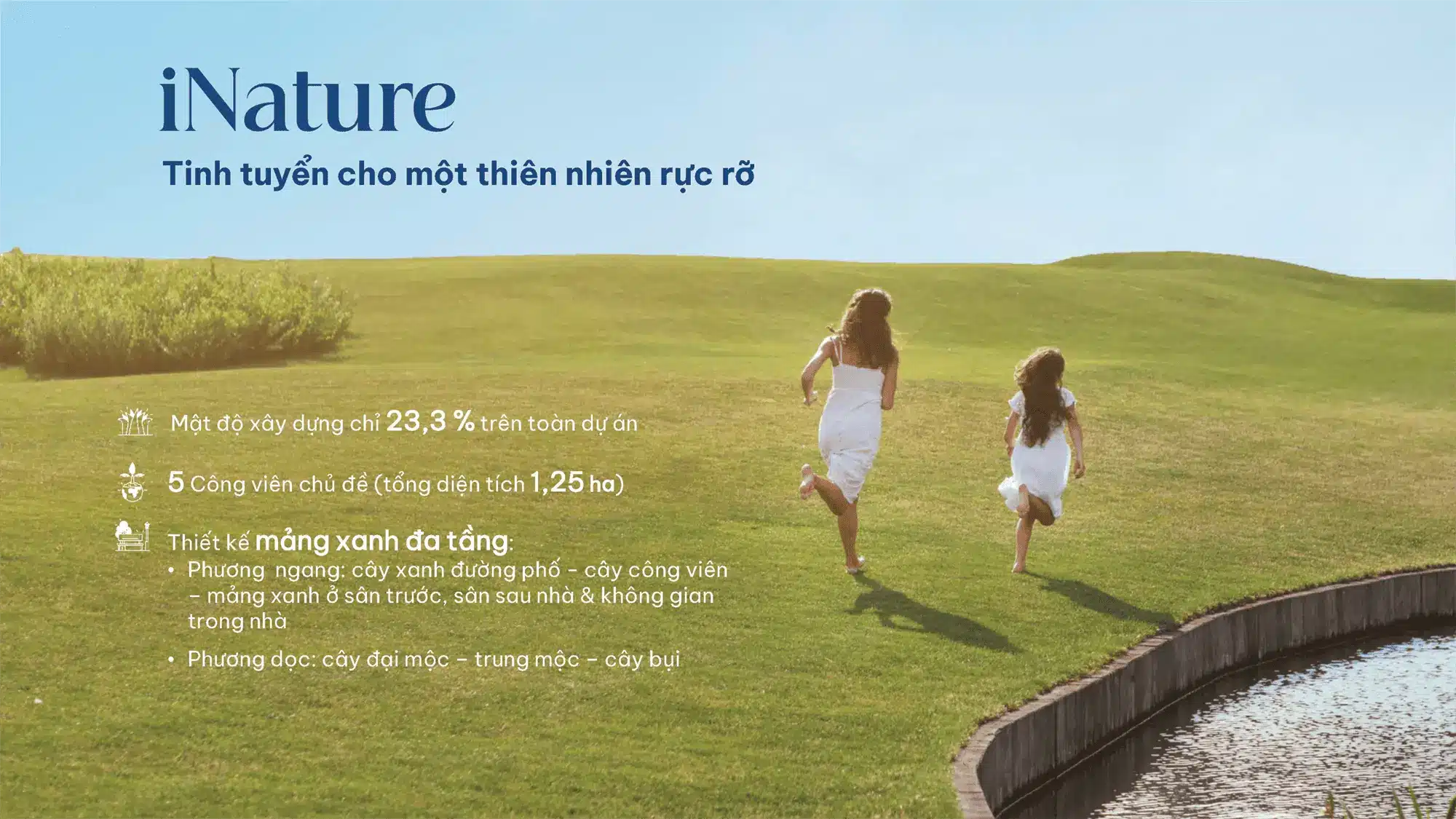 iNature Thien nhien ruc ro voi mat do xay dung 23.3 5 cong vien 1.25ha thiet ke mang xanh da tang
