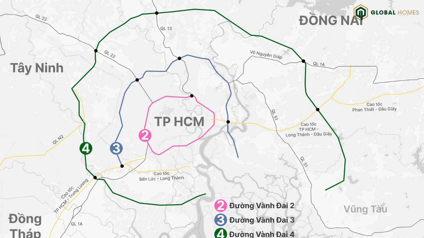 Bản đồ vành đai miền Nam ban do vanh dai 3