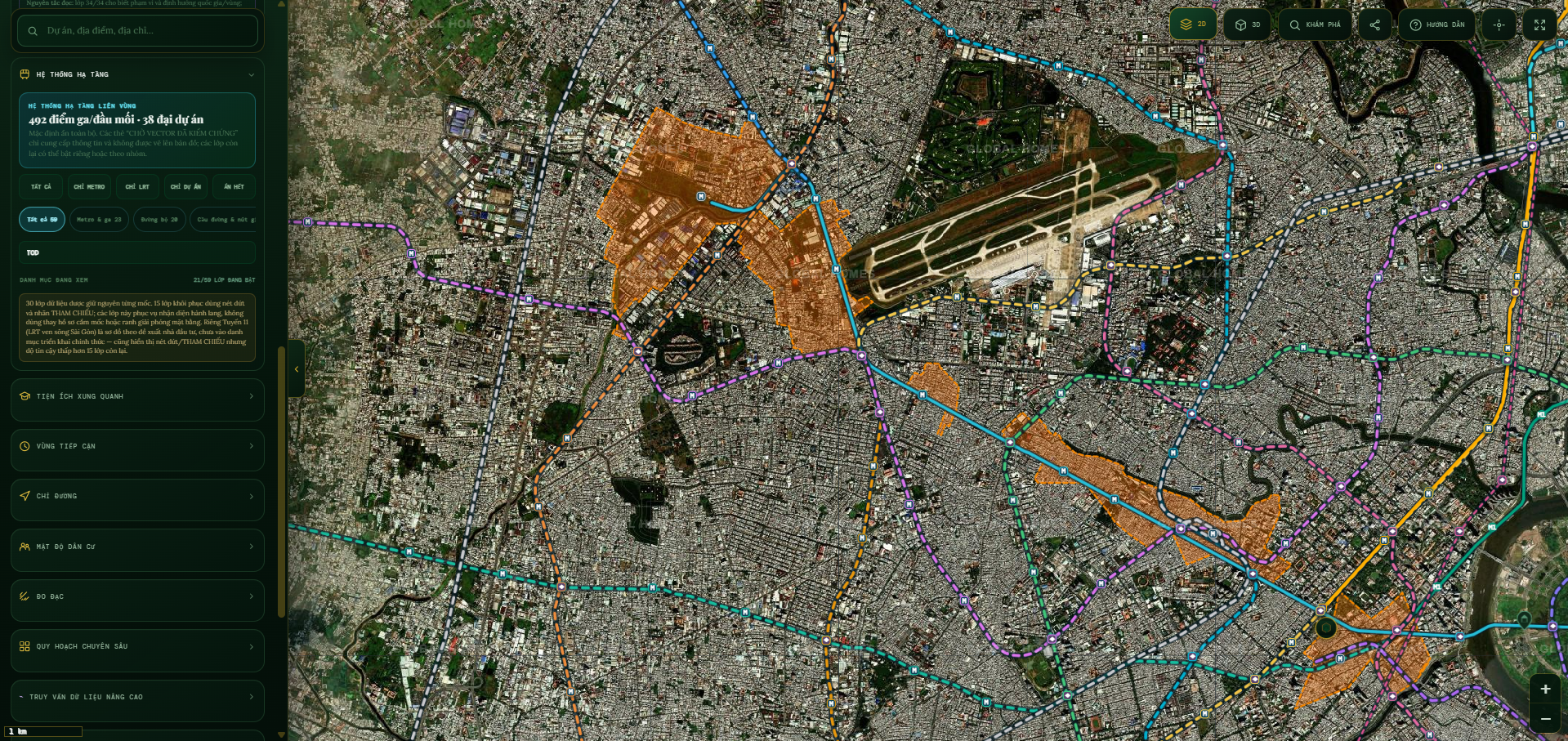 Ranh nghiên cứu TOD dọc Metro số 2 và các tuyến Metro Bản đồ GH MAP